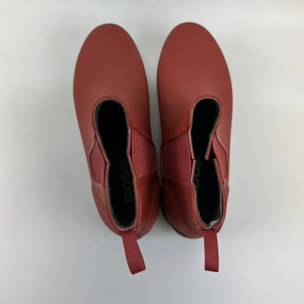 Bogs Sweet Pea Boot Chelsea Ankle Red‎ Rain Waterproof Pull On Active Womens 7